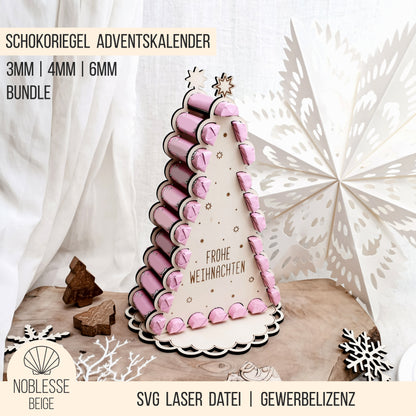 Adventskalender Weihnachtsbaum für rosa Schokoriegel * 3mm | 4mm | 6mm * Bundle * SVG Laserdatei