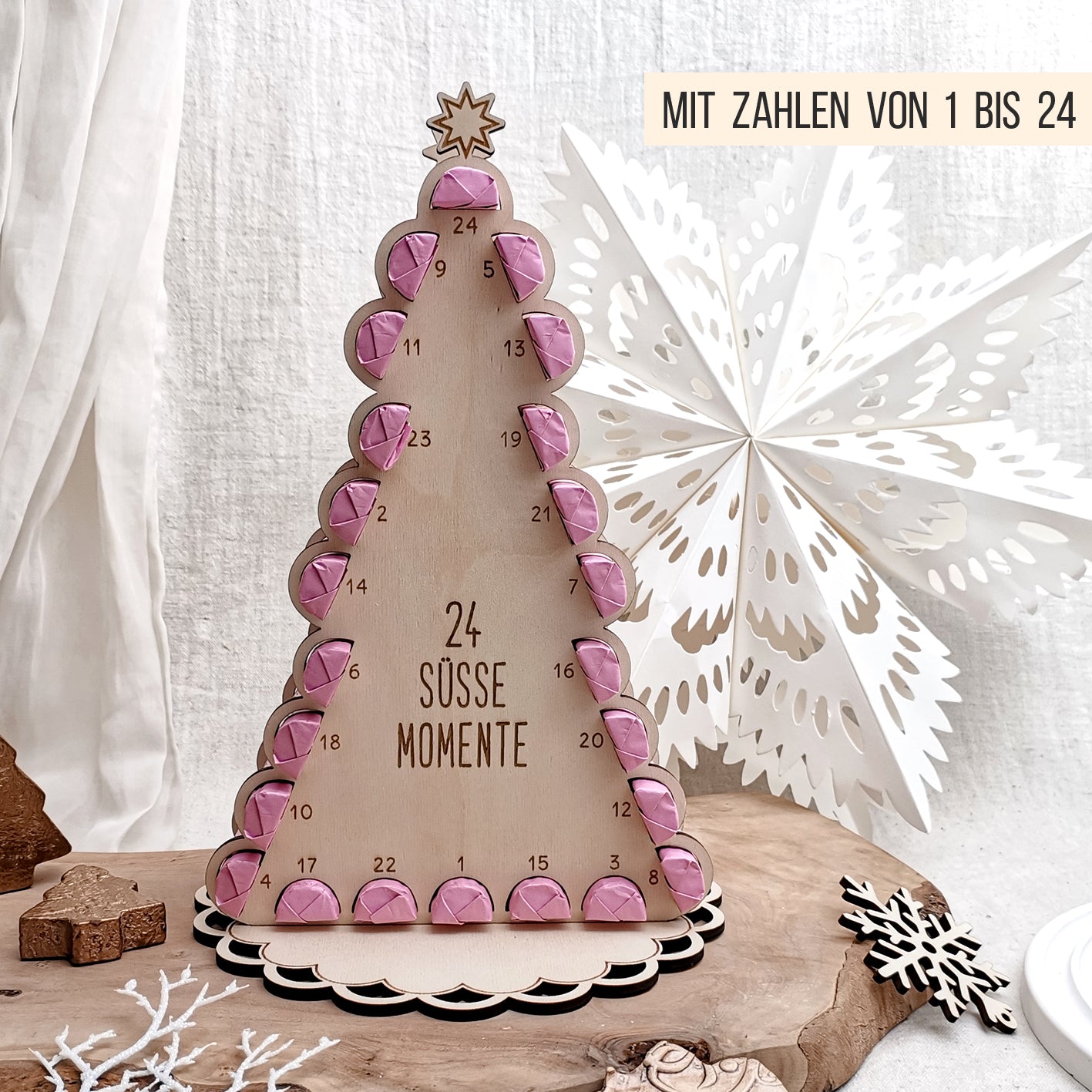 Adventskalender Weihnachtsbaum für rosa Schokoriegel * 3mm | 4mm | 6mm * Bundle * SVG Laserdatei