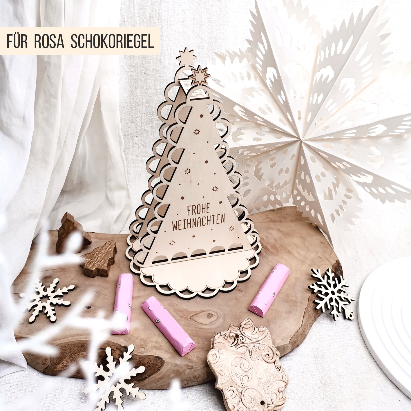 Adventskalender Weihnachtsbaum für rosa Schokoriegel * 3mm | 4mm | 6mm * Bundle * SVG Laserdatei