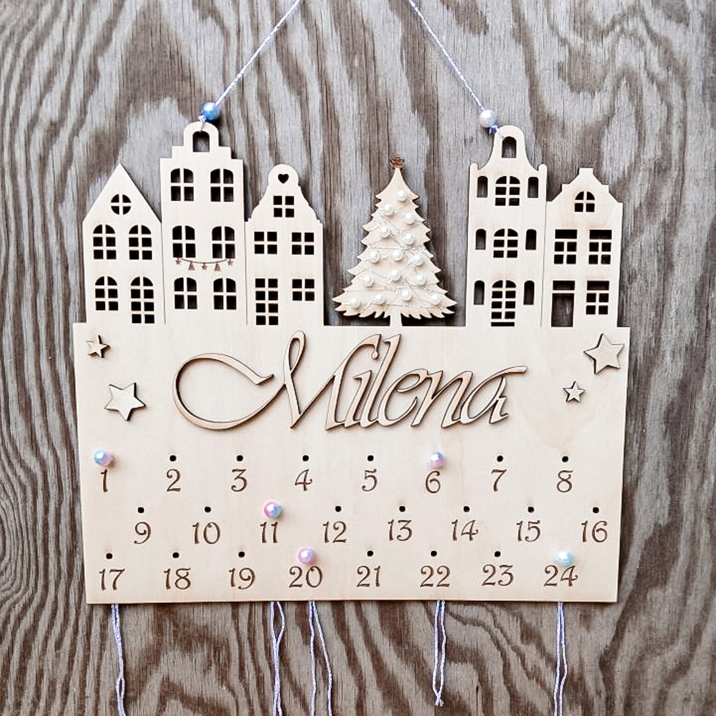Adventskalender Weihnachtsstadt * Stadt Häuser Kirche Tannenbaum * Bundle mit 2 Größen * SVG Laserdatei