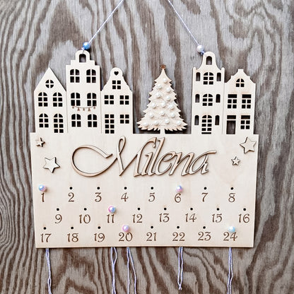 Adventskalender Weihnachtsstadt * Stadt Häuser Kirche Tannenbaum * Bundle mit 2 Größen * SVG Laserdatei