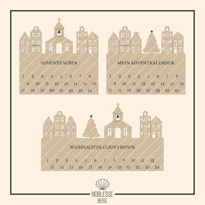 Adventskalender Weihnachtsstadt * Stadt Häuser Kirche Tannenbaum * Bundle mit 2 Größen * SVG Laserdatei