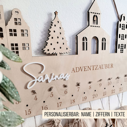 Adventskalender Weihnachtsstadt * Stadt Häuser Kirche Tannenbaum * Bundle mit 2 Größen * SVG Laserdatei