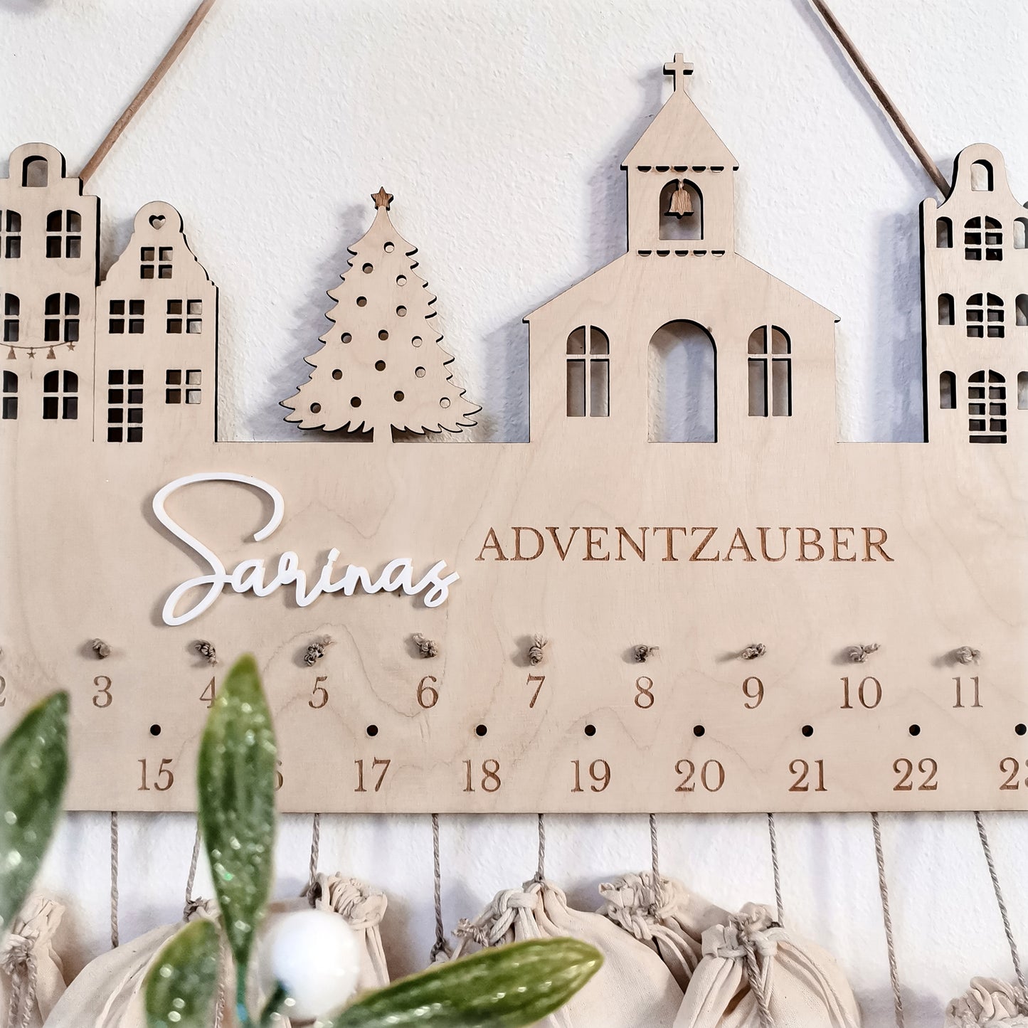 Adventskalender Weihnachtsstadt * Stadt Häuser Kirche Tannenbaum * Bundle mit 2 Größen * SVG Laserdatei