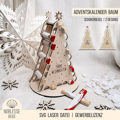 Adventskalender Weihnachtsbaum für Praline Schokoriegel * 3mm | 4mm | 6mm * Bundle * SVG Laserdatei