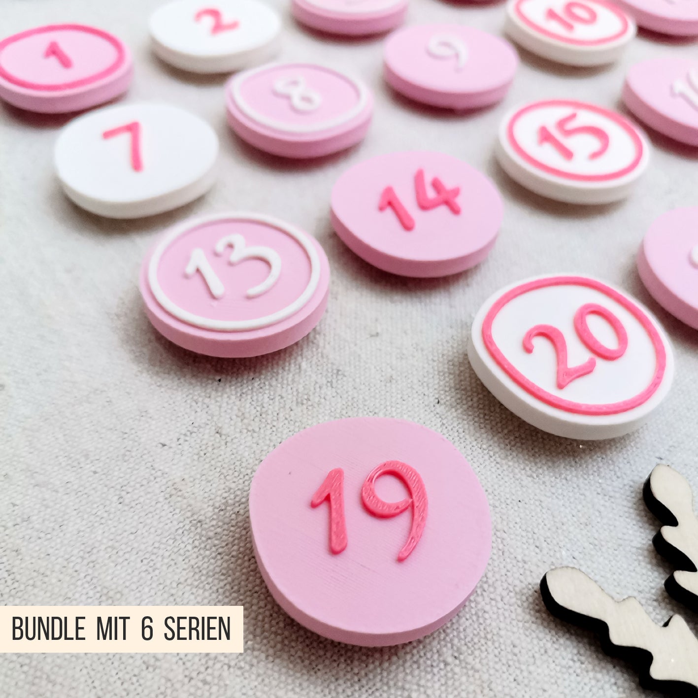 Adventskalender Zahlen mit Clip * Zahlen Set von 1 bis 24 | 25 * Bundle * STL + 3MF 3D Druckdatei