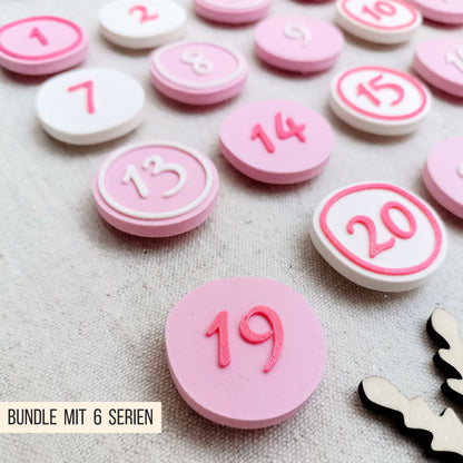Adventskalender Zahlen mit Clip * Zahlen Set von 1 bis 24 | 25 * Bundle * STL + 3MF 3D Druckdatei