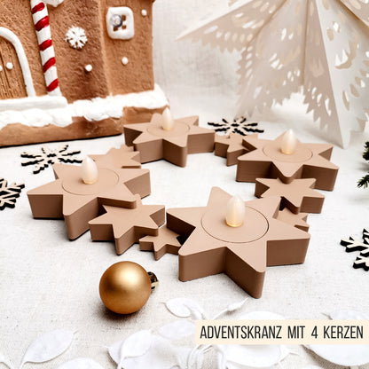 Sterne Adventskranz mit Kerzen * für LED Teelicht | Ballonlicht * Bundle * STL + 3MF 3D Druckdatei