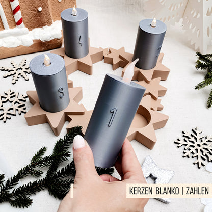 Sterne Adventskranz mit Kerzen * für LED Teelicht | Ballonlicht * Bundle * STL + 3MF 3D Druckdatei
