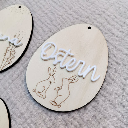 Anhänger Osterei * Holz & Acryl * personalisiert mit 3D-Namen