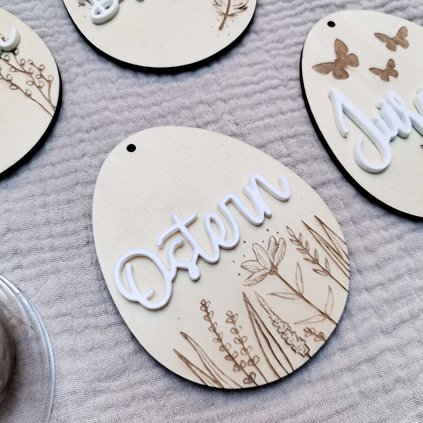 Anhänger Osterei * Holz & Acryl * personalisiert mit 3D-Namen