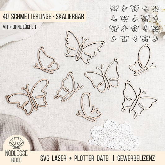 Schmetterlinge * Bundle * Line Art | Anhänger * SVG Laserdatei + Plotterdatei