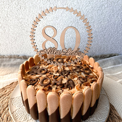 Cake Topper Herzkranz Alles Liebe * personalisiert mit Zahl für runden Geburtstag