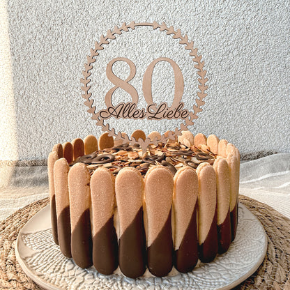 Cake Topper Herzkranz Alles Liebe * personalisiert mit Zahl für runden Geburtstag