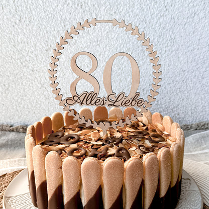 Cake Topper Herzkranz Alles Liebe * personalisiert mit Zahl für runden Geburtstag