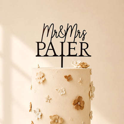 Cake Topper Hochzeit Mr & Mrs * personalisiert mit Familiennamen