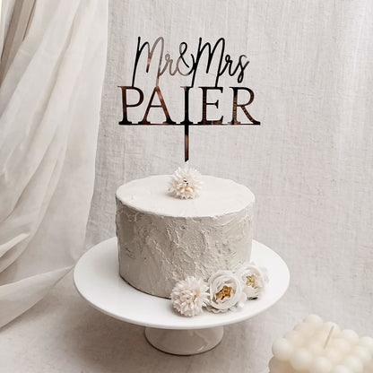 Cake Topper Hochzeit Mr & Mrs * personalisiert mit Familiennamen