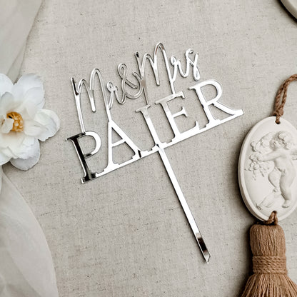 Cake Topper Hochzeit Mr & Mrs * personalisiert mit Familiennamen