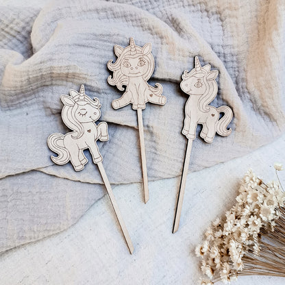 Cake Topper * Süße Einhörner * 3-Set aus Holz