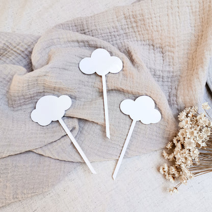 Cake Topper * Regenbogen mit weißen Wolken * Personalisiert mit Namen * Holz & Acryl