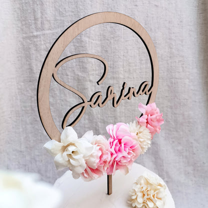 Cake Topper Blütenzauber * personalisiert mit Namen * Holz