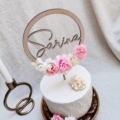 Cake Topper Blütenzauber * personalisiert mit Namen * Holz