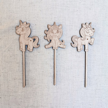 Cake Topper * Süße Einhörner * 3-Set aus Holz