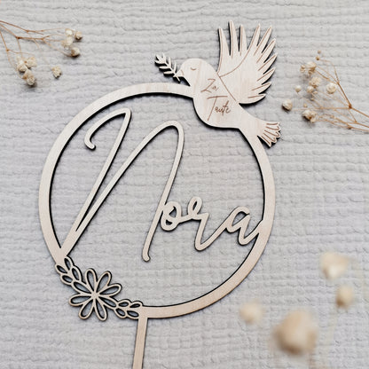 Cake Topper * Personalisiert mit Namen & Wunschtext * Ring mit Taube Design