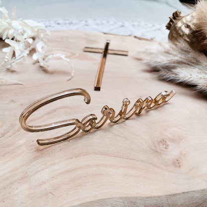 Cake Charm * personalisiert mit Namen & Kreuz * Holz | Acryl