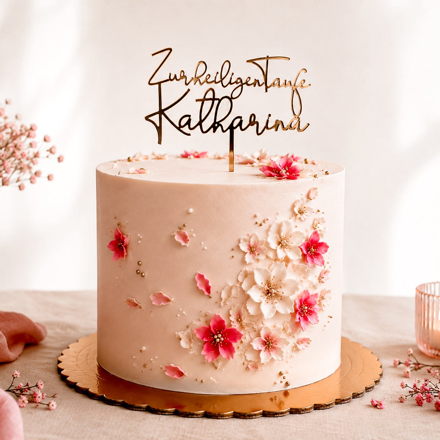 Cake Topper Zur heiligen Taufe Schriftzug * personalisiert mit einem Namen