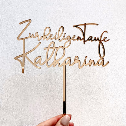 Cake Topper Zur heiligen Taufe Schriftzug * personalisiert mit einem Namen