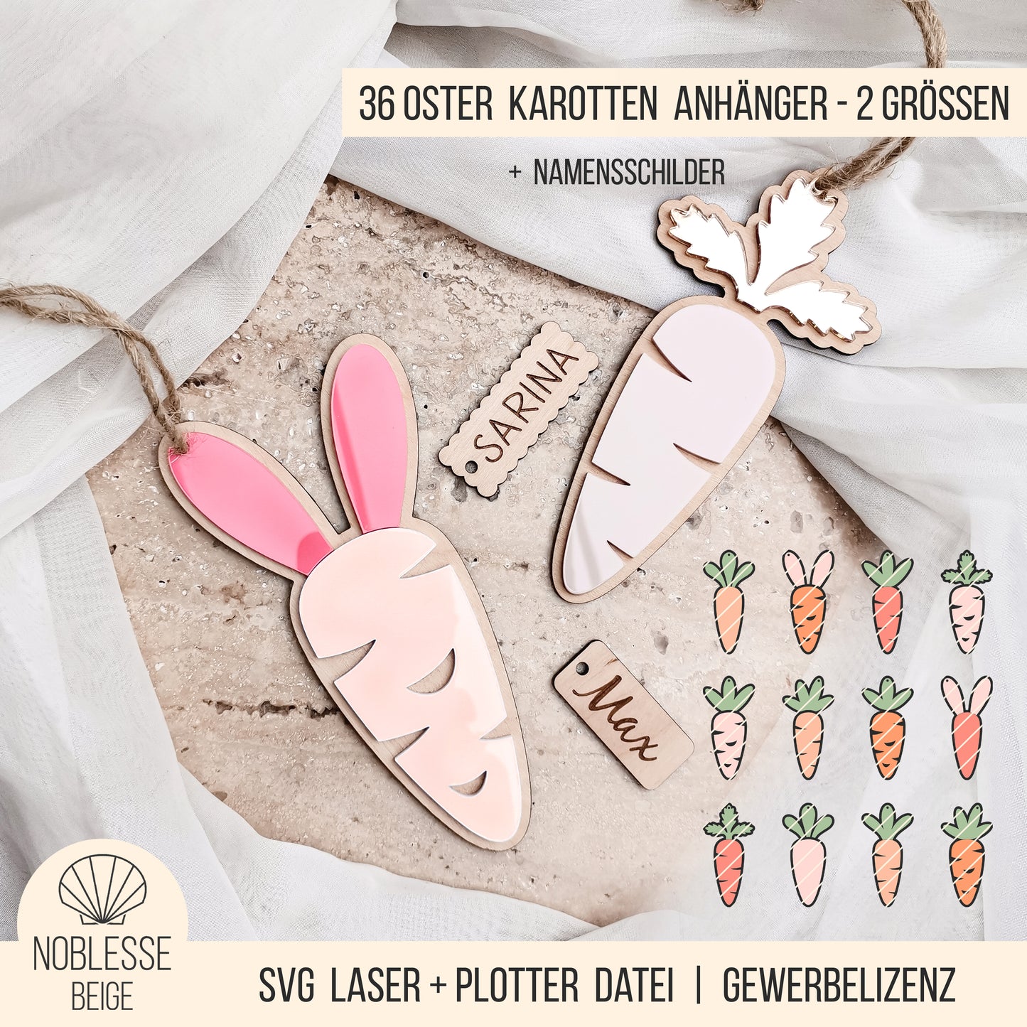 Karotten Anhänger Namensschild * personalisierbare Osterkarotte * Bundle * SVG Laserdatei + Plotterdatei