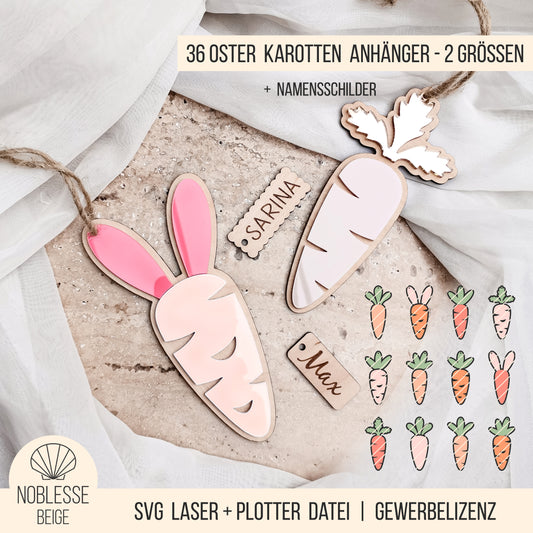 Karotten Anhänger Namensschild * personalisierbare Osterkarotte * Bundle * SVG Laserdatei + Plotterdatei