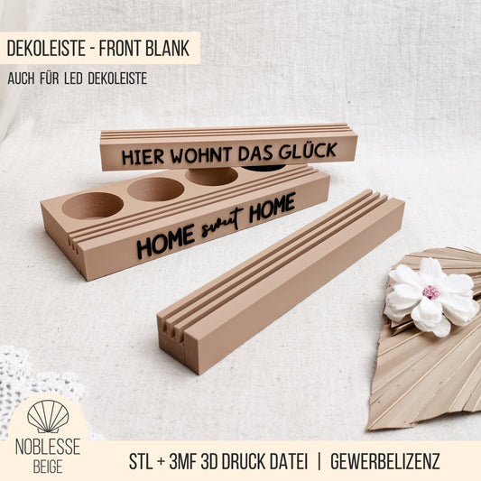 Dekoleiste blank * Kombileiste für 3D Druck und Laser Einschieber * 3mm * STL + 3MF 3D Druckdatei