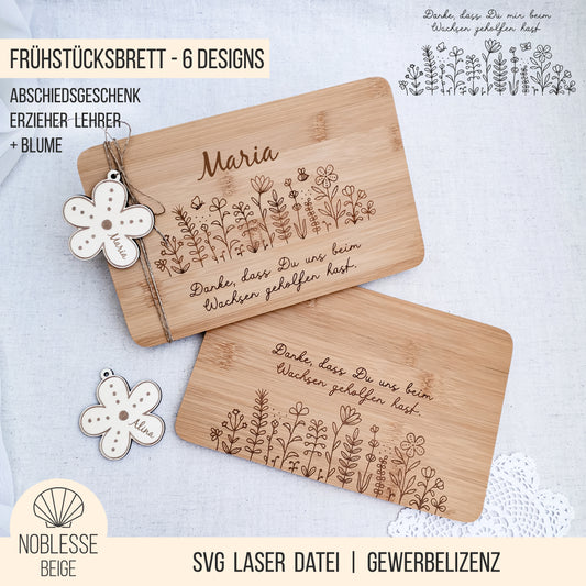 Brettchen Blumenwiese * Geschenk Erzieher | Lehrer * 6 Designs & Anhänger * SVG Laserdatei