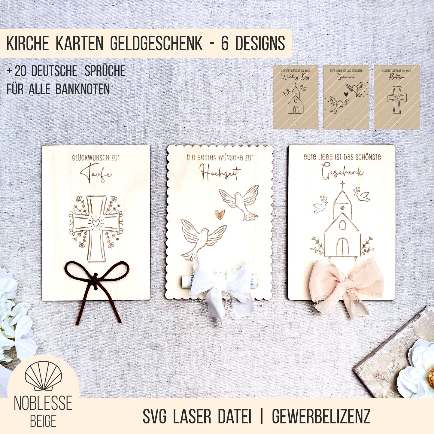 Karte Geldgeschenk * Kirchliche Motive * Bundle * SVG Laserdatei