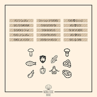 Grillzange Sprüche * für Steak | Gemüse | Veggie * Bundle mit 15 Gravuren + Griller Icons * SVG Laserdatei