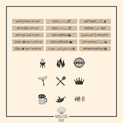 Grillzange Sprüche * für Papa | Opa | Onkel | Grillmeister * Bundle mit 15 Gravuren + BBQ Griller Icons * personalisierbar * SVG Laserdatei + Plotterdatei
