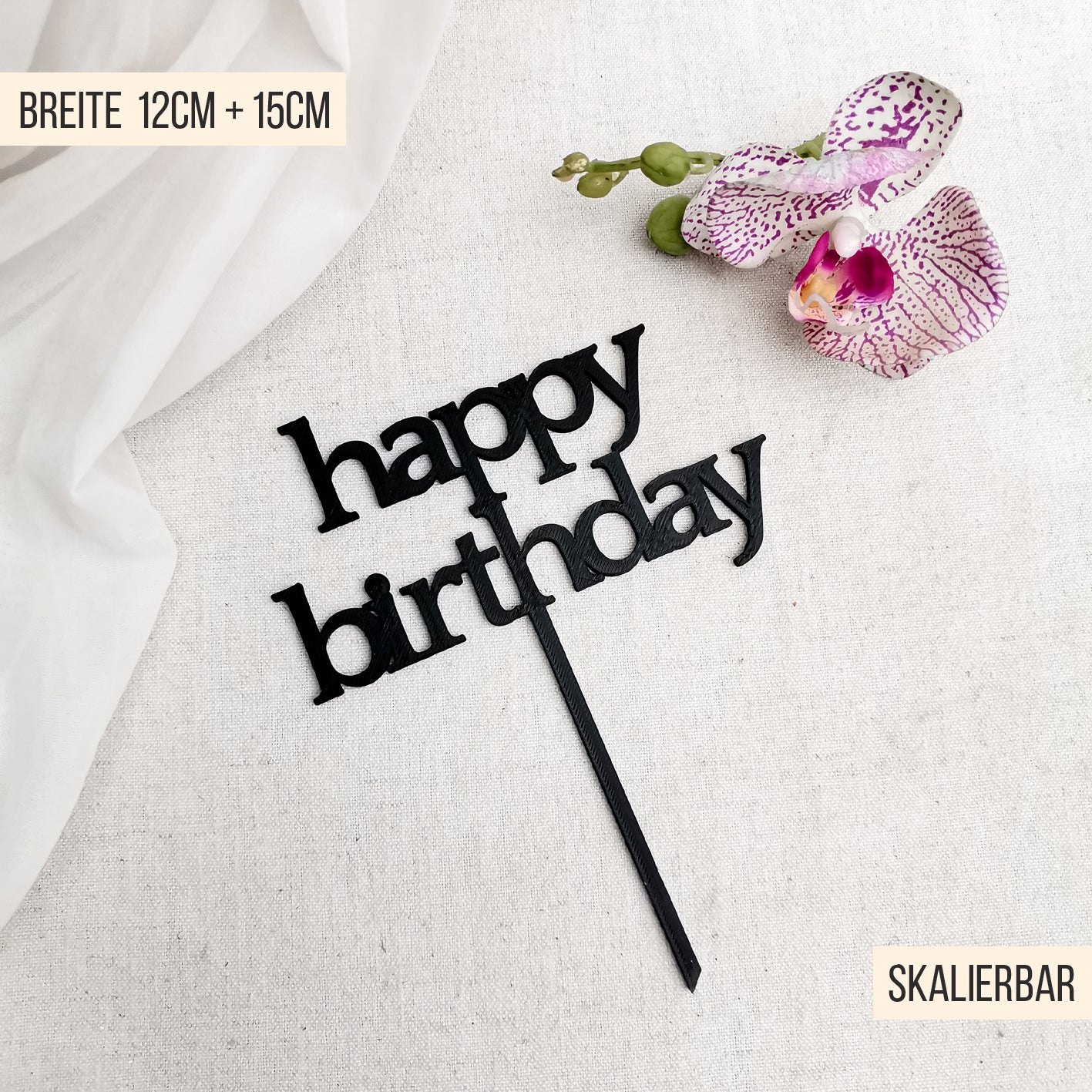Cake Topper Happy Birthday * Design 1 * STL + 3MF 3D Druckdatei