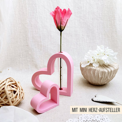 Herz Vase für Reagenzglas * Vase & Aufsteller * Bundle * STL + 3MF 3D Druckdatei