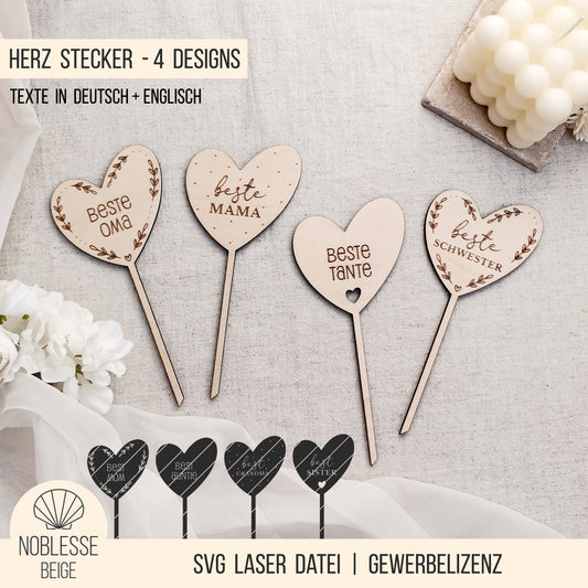 Stecker | Blumenstecker * Beste Mama | Oma | Schwester | Freundin * 4 Designs * SVG Laserdatei