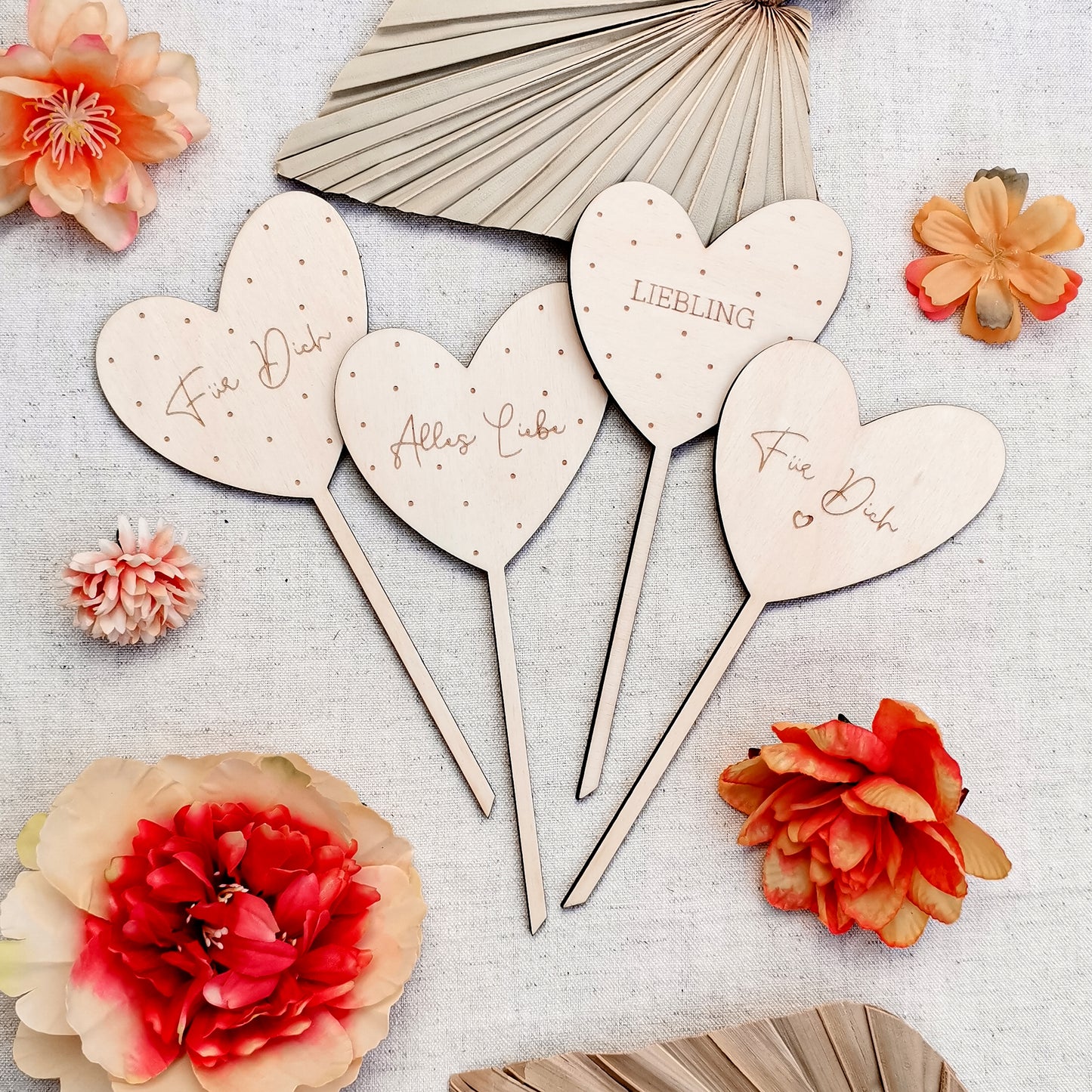 Cake Topper Herz mit süßer Botschaft * Valentinstag | Muttertag | Geburtstag | Hochzeit * personalisierbar