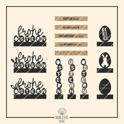 Frohe Ostern * Klötzchen Motiv * Bundle mit Klötzchen Gravuren * SVG Laserdatei