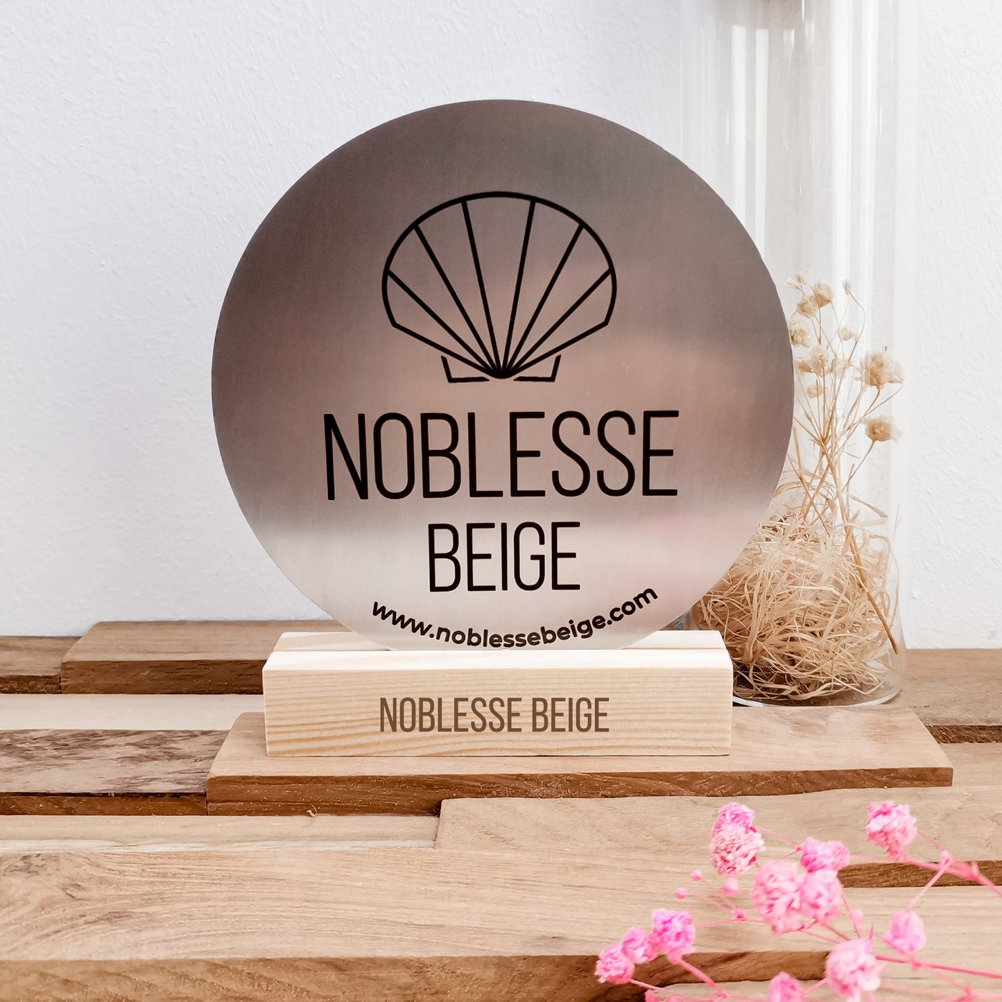 Logo Scheibe Edelstahl * Personalisiert mit Ihrem Firmenlogo & Wunschtext * Standard Design