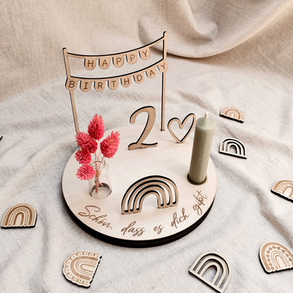 Klassischer Geburtstagsteller HAPPY BIRTHDAY * personalisiert mit Zahl * Basis-Set | XL-Set