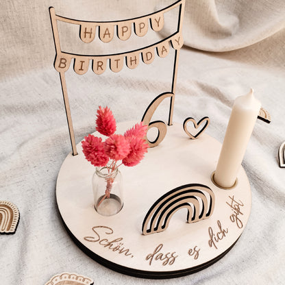 Klassischer Geburtstagsteller HAPPY BIRTHDAY * personalisiert mit Zahl * Basis-Set | XL-Set