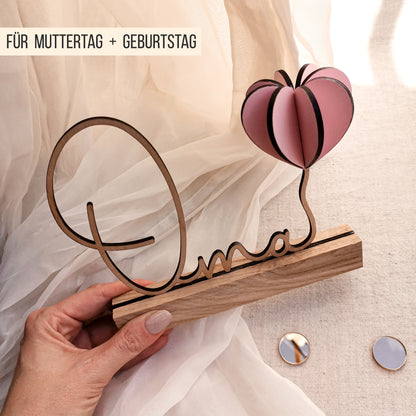 Mama | Oma Schriftzug mit 3D Herzballon * für Klötzchen 16cm * mit Klötzchen Gravuren * SVG Laserdatei