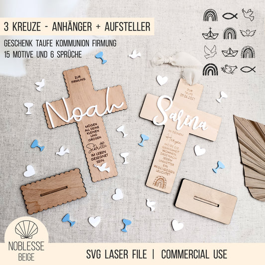 Kreuz Geschenk * Taufe | Kommunion | Firmung * Bundle * SVG Laserdatei