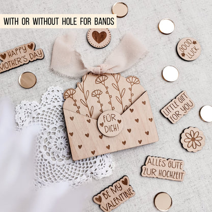 Briefumschlag mit Blumen * für Gutschein | Geld | Banknoten * Geschenk Geburtstag + diverse Anlässe* mit Buttons * SVG Laserdatei