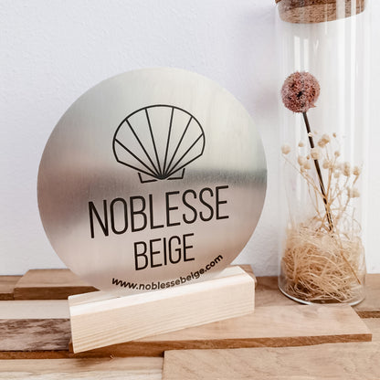 Logo Scheibe Edelstahl * Personalisiert mit Ihrem Firmenlogo & Wunschtext * Standard Design